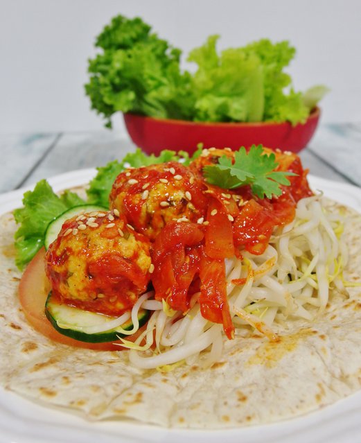 Kimchi Chicken Meatball Wrap Recipe Spring Tomorrow